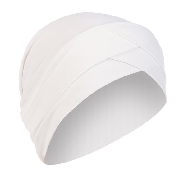 Penkiiy Women Turban Chemo Headwear Cancer Hats Headwrap Stretchy Turban Cap Beanies Sleep Cap White