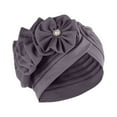 thumbnail image 1 of Penkiiy Women Turban Flower Caps Vintage Beanie Headscarf Elastic Headwrap Hat Wrap Cap Gray, 1 of 2