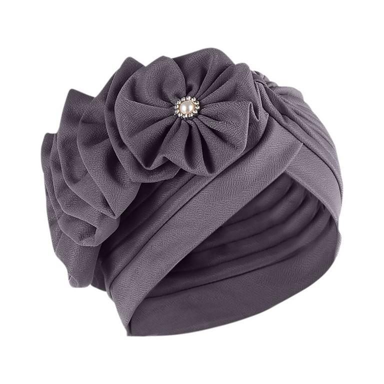 Penkiiy Women Turban Flower Caps Vintage Beanie Headscarf Elastic