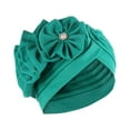 thumbnail image 1 of Penkiiy Women Turban Flower Caps Vintage Beanie Headscarf Elastic Headwrap Hat Wrap Cap Green, 1 of 2