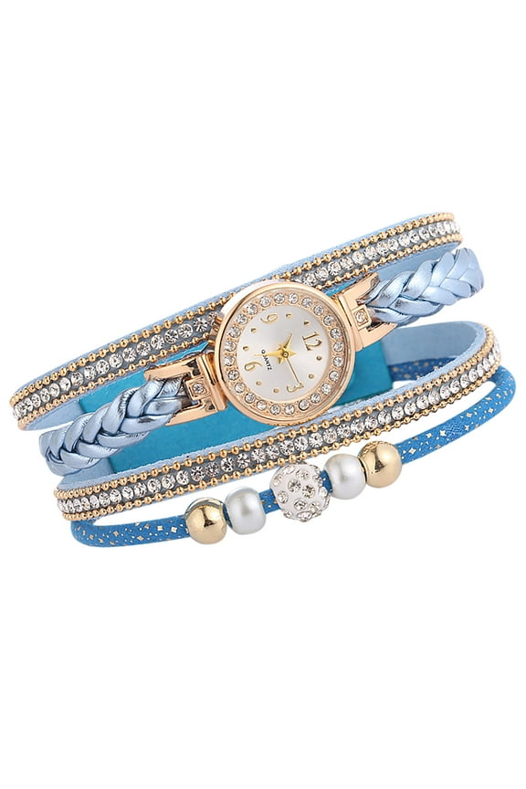 Women Watches Fashion Vintage Weave Wrap Quartz Wrist Watch Bracelet For Ladies