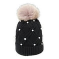 thumbnail image 1 of Penkiiy Women Winter Pom Pom Beanie Hats Warm Fleece Lined,Chunky Trendy Cute Chenille Knit Twist Cap Black, 1 of 4