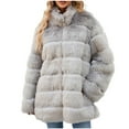 thumbnail image 1 of Penkiiy Women's 2024 Winter Faux Fur Jackets Fall Fashion Open Front Long Shaggy Coat Outerwear Faux Fur Coat Gray, 1 of 9