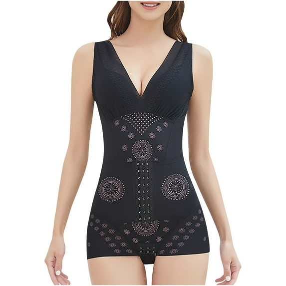 Penkiiy Women's Body Shaper Fiber Restoration Shaper Elastic Waist Tightening Body Shapewear Tummy Control Bodysuit Black Shapewear Tummy Control