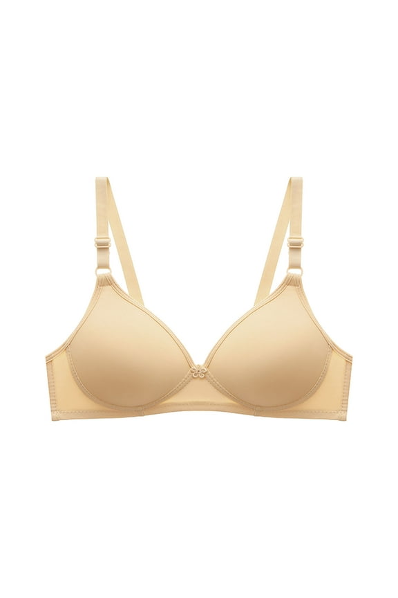 Women's Bras No Underwire Full Coverage Small Cup Bra Womens Everyday Bra Wireless Solid Color Sports Bra M Beige
