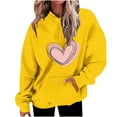 thumbnail image 1 of Penkiiy Women's Casual Heart Print Long Sleeve Pullover Hoodie Sweatshirt Tops 2XL Yellow, 1 of 4