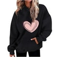 thumbnail image 1 of Penkiiy Women's Casual Heart Print Long Sleeve Pullover Hoodie Sweatshirt Tops XL Black, 1 of 5