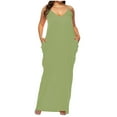 thumbnail image 1 of Penkiiy Women’s Casual Loose Plus Size Solid Maxi Dress Sleeveless Baggy Long T-Shirt Tunic Dress with Pockets 3XL Green, 1 of 6