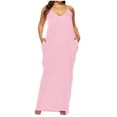 thumbnail image 1 of Penkiiy Women’s Casual Loose Plus Size Solid Maxi Dress Sleeveless Baggy Long T-Shirt Tunic Dress with Pockets 3XL Pink, 1 of 6