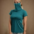 thumbnail image 1 of Penkiiy Women's Casual UV Blocking Short Sleeve Top with Face Mask UPF 50+ Lightweight Sun Protection Shirt - Breathable Rash Guard for Outdoor Activities, 1 of 7