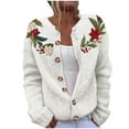 thumbnail image 1 of Penkiiy Women's Christmas Sweater Cardigan Heart Print Y2K Button Open Front Cardigans V Neck Cropped Knitted Outerwear 5XL Multicolor, 1 of 3