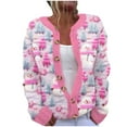 thumbnail image 1 of Penkiiy Women's Christmas Sweater Cardigan Heart Print Y2K Button Open Front Cardigans V Neck Cropped Knitted Outerwear L Multicolor, 1 of 5