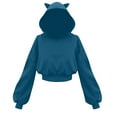 thumbnail image 1 of Penkiiy Women's Ear Hoodie Pullover Long Sleeve Hooded Sweatshirt Cute Dark Gothic Style Blouse Cute Crop Top Hoodies Sweatshirt L Dark Blue, 1 of 5