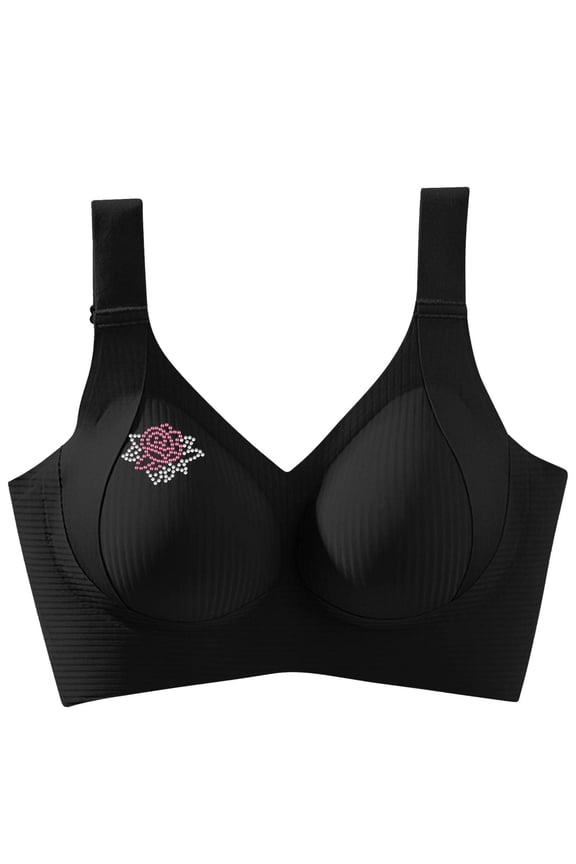 Women's Embroidered Rhinestones Pattern Sports Bra - Non-Wired Support, Comfort Everyday Light Support