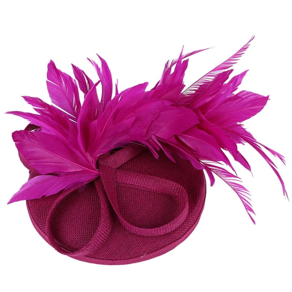 Penkiiy Women's Fascinator Hat Imitation Sinamay Feather Tea Party Pillbox Flower Derby Cocktail Flower Mesh Feathers Headwear Hair Clip for Wedding Hot Pink