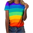 thumbnail image 1 of Penkiiy Women's Fashion Casual Loose Blouse Colorful Printing Round Neck T-Shirt Shirts Blouse Print Tee M Multicolor, 1 of 6
