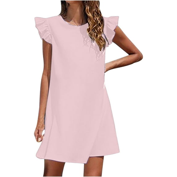 Penkiiy Women's Fashion Solid Color Comfortable Loose Sleeveless Casual Tops Dress Mathers Day Gifts XXL Pink 2023 Summer Deal