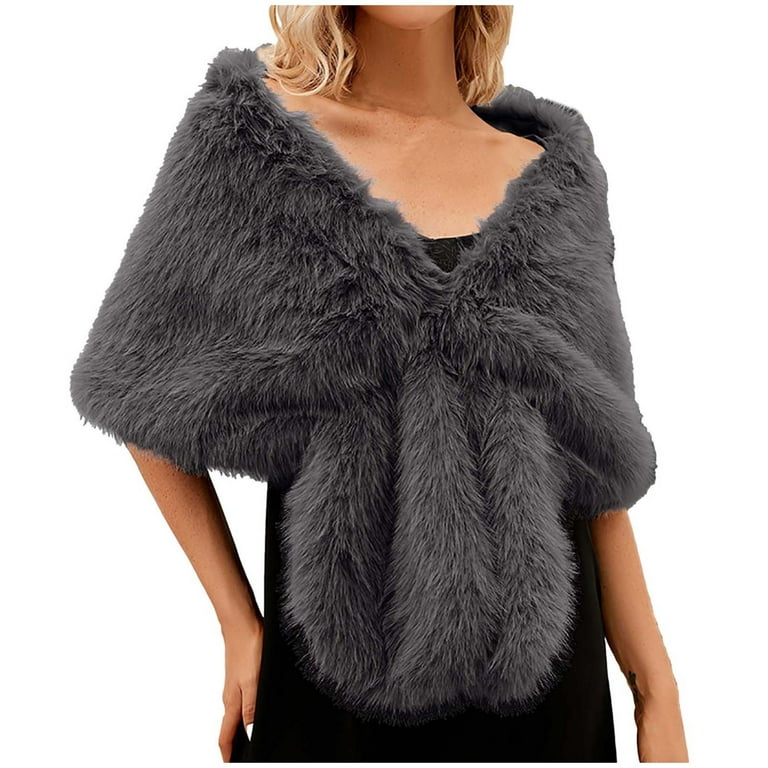 Wedding Dress Cape Winter Wedding Faux Fur Shawl Penkiiy Women's