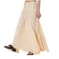 thumbnail image 1 of Penkiiy Women's Flowing Drape Wrinkled Loose And Slimming Oversized Skirt Half Length Skirt Free Size Beige, 1 of 7