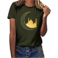 thumbnail image 1 of Penkiiy Women's Funny Printed Pattern Casual Fashion Soild Color Short Sleeve Tops Blouse S Army Green, 1 of 6