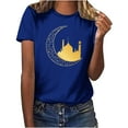 thumbnail image 1 of Penkiiy Women's Funny Printed Pattern Casual Fashion Soild Color Short Sleeve Tops Blouse XL Blue, 1 of 6