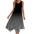thumbnail image 1 of Penkiiy Women's Hankerchief Hem Maxi Tank Dresses Summer Sleeveless Crew Neck Sundress Casual Ruffle A-Line Boho Dress L Dark Gray, 1 of 6