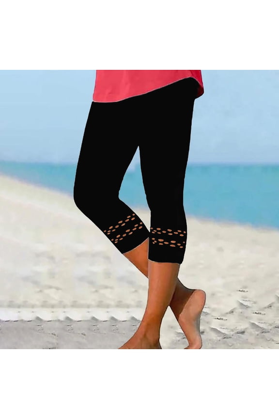 Women's High-Waisted Summer Capri Leggings - Stretch Comfort, Slimming Pure Color, Versatile 7/8 Length 2XL Black