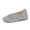 thumbnail image 1 of Penkiiy Women's Hollow Comfort Slip On Leather Ballets Flats Shoes Flat Shoes Hollow Wedge Heel Casual Large Size Single Shoes 37 Gray, 1 of 8