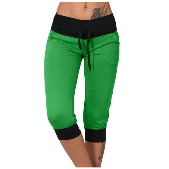 Penkiiy Women's Joggers Pants Baggy Lightweight Capri Pants Running Workout Athletic Cropped Sports Pants Soft Lounge Pajams Pants S Green
