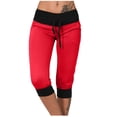 thumbnail image 1 of Penkiiy Women's Joggers Pants Baggy Lightweight Capri Pants Running Workout Athletic Cropped Sports Pants Soft Lounge Pajams Pants XL Red, 1 of 7