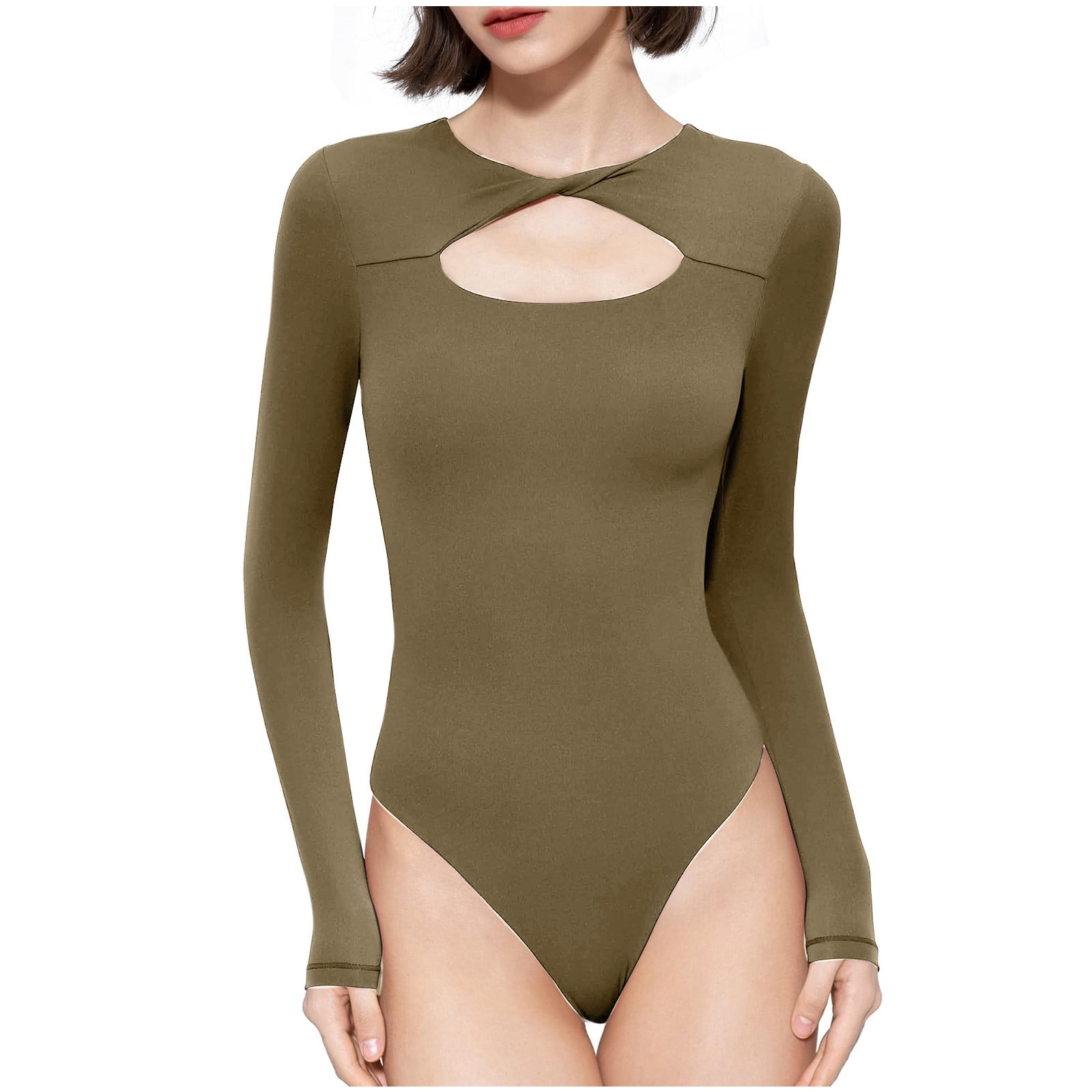 ACTIVE UNIFORMS Bodysuit For Women Long Sleeve Scoop Neck Body Suit Breathable Cotton Stretch True Navy Blue Medium