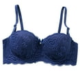 thumbnail image 1 of Penkiiy Women's Lightly Padded Balconette Bra T-shirt Supportive Underwire Plus Size Blue, 1 of 4