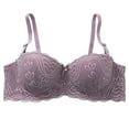 thumbnail image 1 of Penkiiy Women's Lightly Padded Balconette Bra T-shirt Supportive Underwire Plus Size Purple, 1 of 4