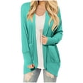 thumbnail image 1 of Penkiiy Women's Lightweight Cardigan Casual Soft Long Sleeve Floral Knit Cardigans with Pockets High Low Hem Draped Duster Green for S, 1 of 5