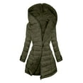 thumbnail image 1 of Penkiiy Women's Long Puffer Jacket Casual Zip Up Quilted Hooded Thickened Warm Winter Padded Down Coat Outerwear 2XL Green, 1 of 6