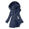 thumbnail image 1 of Penkiiy Women's Long Puffer Jacket - Quilted Winter Coat with Faux Fur Trim Hood - Coat for Women L Navy, 1 of 5