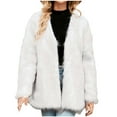 thumbnail image 1 of Penkiiy Women's Long Sleeve Fluffy Faux Fur Warm Coat Faux Fur Coat White, 1 of 5