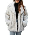 thumbnail image 1 of Penkiiy Women's Medium Lapel Faux fur Jacket Shaggy Coat Warm Outerwear Cardigan Faux Fur Coat Gray, 1 of 7