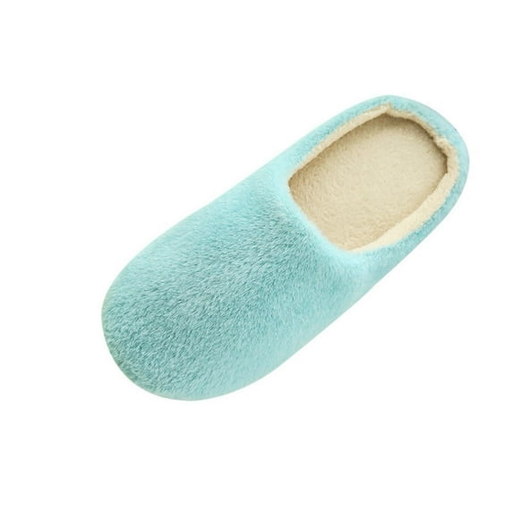 Penkiiy Women's and Men's Memory Foam Slippers Casual House Shoes Couple Women Plush Warm Slippers Home Shoes And Winter Indoor Soft Soled Slipper 38-39 Sky Blue