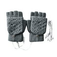 thumbnail image 1 of Penkiiy Women's & Men's USB Heated Gloves Knitting Hands Full & Half Heated Fingerless Heating Warmer with Button Washable Design, Mitten Winter Hands Warm Laptop Gloves White Gloves Gray, 1 of 9