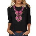 thumbnail image 1 of Penkiiy Women’s Mexican Embroidered Tops for Women Boho Blouse for Women Summer 3/4 Sleeve Floral Hippie Shirts Tunics,Vintage Floral Tunic Shirts, Flowers Embroidery Blouses 3XL Black, 1 of 5