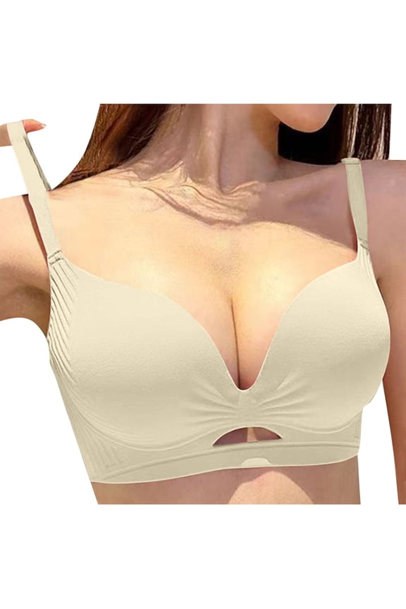Women's No Steel Ring Backless Sexy Seamless Push-Up U-Shaped Beautiful Back Underwear Everyday Bras White