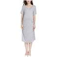 thumbnail image 1 of Penkiiy Women's Nursing Nightgown Maternity Dress Breastfeeding Gown Full Slips Sleepwear L Gray, 1 of 6