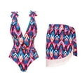 thumbnail image 1 of Penkiiy Women's One Piece Swimsuit with Beach Cover up Wrap Skirt Sarong Retro Floral Print Bikini Set Two Piece Bathing Suit M Multicolor, 1 of 4