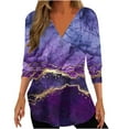 thumbnail image 1 of Penkiiy Women's Plus Size Tops 3/4 Roll Sleeve Shirts V Neck Blouses Tunic Top 2XL Multicolor, 1 of 5