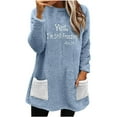 thumbnail image 1 of Penkiiy Women's Round- Neck And Winter Loose Solid Pocket Warm Long Sleeve Blouse Tops S Blue, 1 of 6