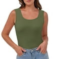 thumbnail image 1 of Penkiiy Women's Slim-Fit Essential Tank Tops | Solid Crew Neck Tees | Premium Soft Basics (Trending Now) 2XL Army Green, 1 of 7