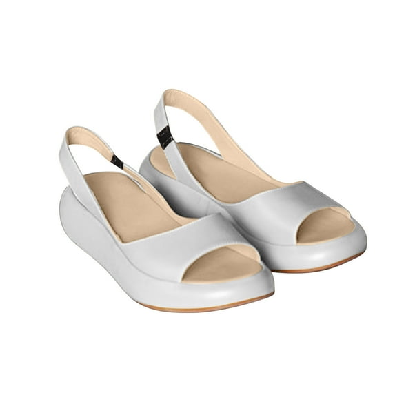 Penkiiy Women's Slingback Peep Toe Low Wedge Heel Pumps Heeled Sandal Shoes For Evening Party Dress Casual 40 White