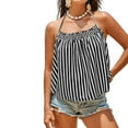 thumbnail image 1 of Penkiiy Women's Striped Halter Tank Top | Sleeveless Casual Summer Top | Trendy Fashion, Must-Have Wardrobe Essential S Dark Gray, 1 of 5