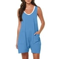 thumbnail image 1 of Penkiiy Women's Summer Casual Sleeveless Rompers Loose Tank Top Shorts Jumpsuit Overalls with Pockets 2024 Clothes XL Sky Blue, 1 of 9